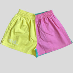 Pants: Work Shorts - Pastel Yellow, Pink and Turquoise
