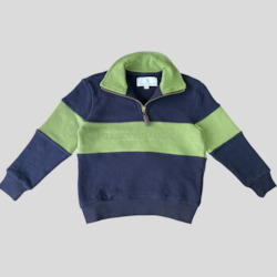 Kids Countryside Quarter Zip - Olive & Navy new size