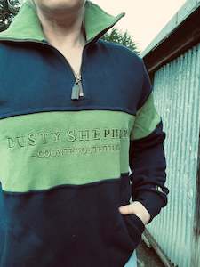 Countryside Half Zip Sweatshirt - Olive & Navy