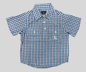 Children's Tussock Short Sleeve Shirt - Light Blue Check