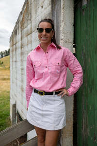 Woman's WORKSHIRT - Pink Polka Dot