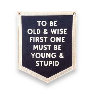 To be Old and Wise, first one must be Young and Stupid | Felt Pennant Flag Banne&hellip;