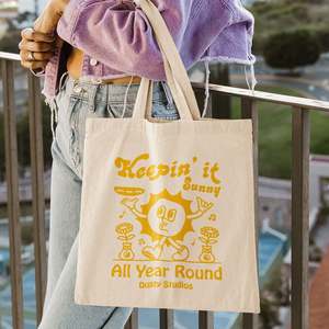 Apparel Clothing: Keep it Sunny Tote Bag | positive 100% natural cotton tote bag for shopping