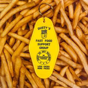 Fast food support group Motel Keychain | Hotel room key | Less Cries More Fries
