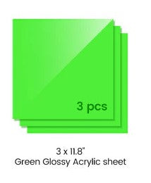3mm Green Acrylic Sheets 300x300mm (3pcs)