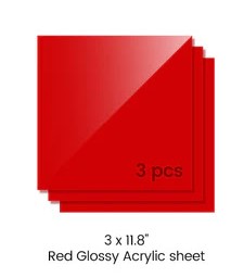 3mm RED Acrylic Sheets 300x300mm (3pcs)