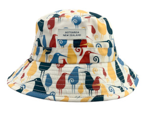 Hats Scarves: Wild Kiwi Bucket Hat - Retro Kiwi