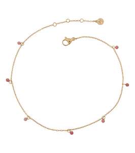 Summer Beads Chain Anklet Pink Gold