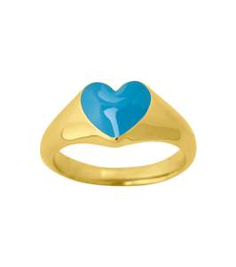 Black Friday 23: SIGNET RING HEART TURQUOISE GOLD