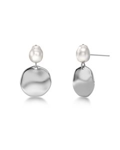 Pearl Signet Earrings Steel