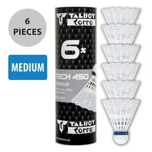 Badminton: Talbot-Torro Tech 450 Shuttlecocks – Tube of 6