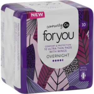 Community Co. For You Ultra Thin Pads Overnight 10s