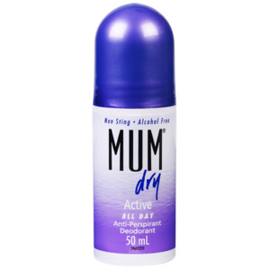 Mum Dry Antiperspirant Roll On Deodorant Active All Day 50mL