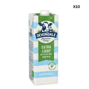 Devondale UHT Extra Light  Milk 1L x 10