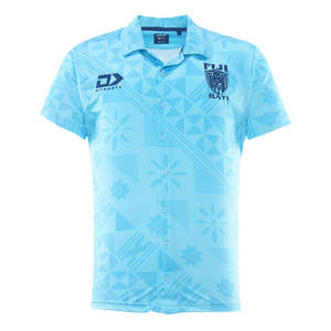2025 Fiji Bati Mens Button Up Polo - Blue