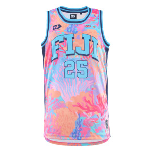 2025 Fiji Bati Mens Basketball Singlet - Coral