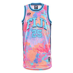 Fiji Bati Rugby League: 2025 Fiji Bati Junior Basketball Singlet - Coral