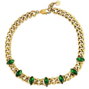Necklaces: Punica Gold Necklace - Emerald Green