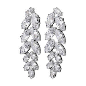 Banyan Shiny Silver Earrings - Crystal