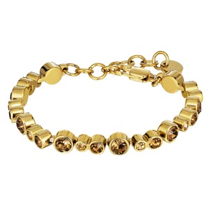 Bracelets: Teresia Gold Tennis Bracelet - Brown Mix