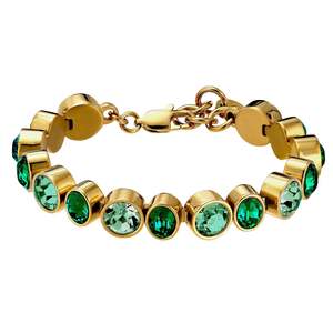 Bracelets: Elaine Gold Tennis Bracelet - Emerald Green Mix