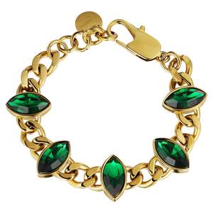 Bracelets: Zelko Gold Bracelet - Emerald Green