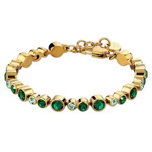 Bracelets: Teresia Gold Tennis Bracelet - Emerald Green Mix