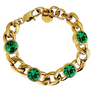 Bracelets: Ariane Gold Bracelet - Emerald Green