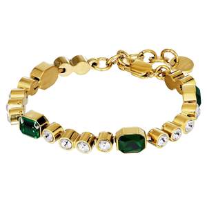 Grivna Gold Bracelet - Emerald Green / Crystal