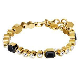 Bracelets: Grivna Gold Bracelet - Black / Crystal