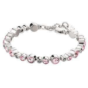 Teresia Shiny Silver Tennis Bracelet - Vintage Rose /Grey