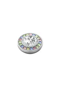 Rings: Grace Shiny Silver Interchangeable Ring Topper - Crystal / Pastel
