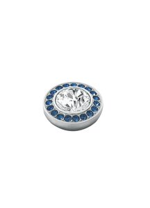 Grace Shiny Silver Interchangeable Ring Topper - Dark Blue