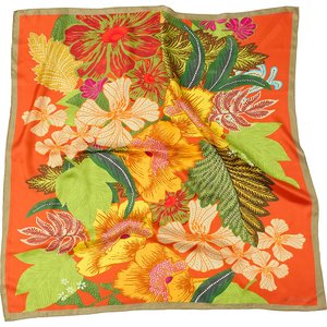 Scarves: Bouquet Silk Scarf, Caramel