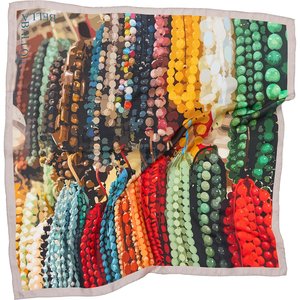 Beads Silk Scarf, Red Multi