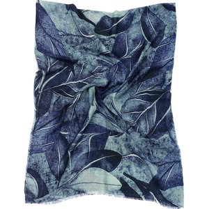 Scarves: Spring Leaves Wool Scarf, Blue