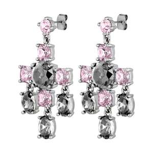 Make A Statement: Leonora Shiny Silver Earrings - Grey / Vintage Rose