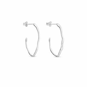 Eclat: Clara Silver Hoops Oval