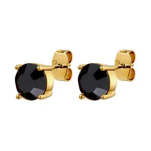 Studs: Daze Gold Earrings - Black