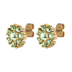 Carnea Gold Earrings - Light Green / Crystal