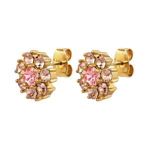 Studs: Carnea Gold Earrings - Light Rose / Peach