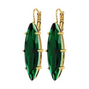 French Hook: Kalay Gold Earrings - Emerald Green