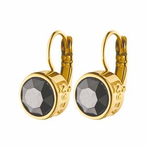 Louise Gold Earrings - Black Crystal