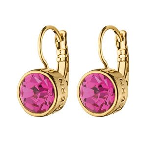 French Hook: Louise Gold Earrings - Pink