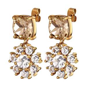 Wedding Jewellery Collection: Poppy Gold Earrings - Golden / Crystal