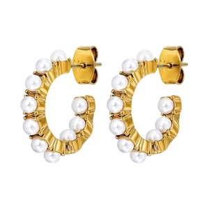 Raquel Gold Earrings - White Pearl