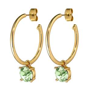 Gold Lover: Diega Gold Earrings - Light Green