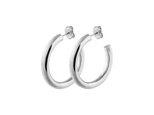 Cirkula Shiny Silver Hoop Earrings