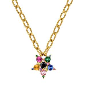 Sagitta Gold Necklace - Rainbow