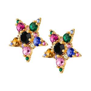 Gemini Gold Earrings - Rainbow